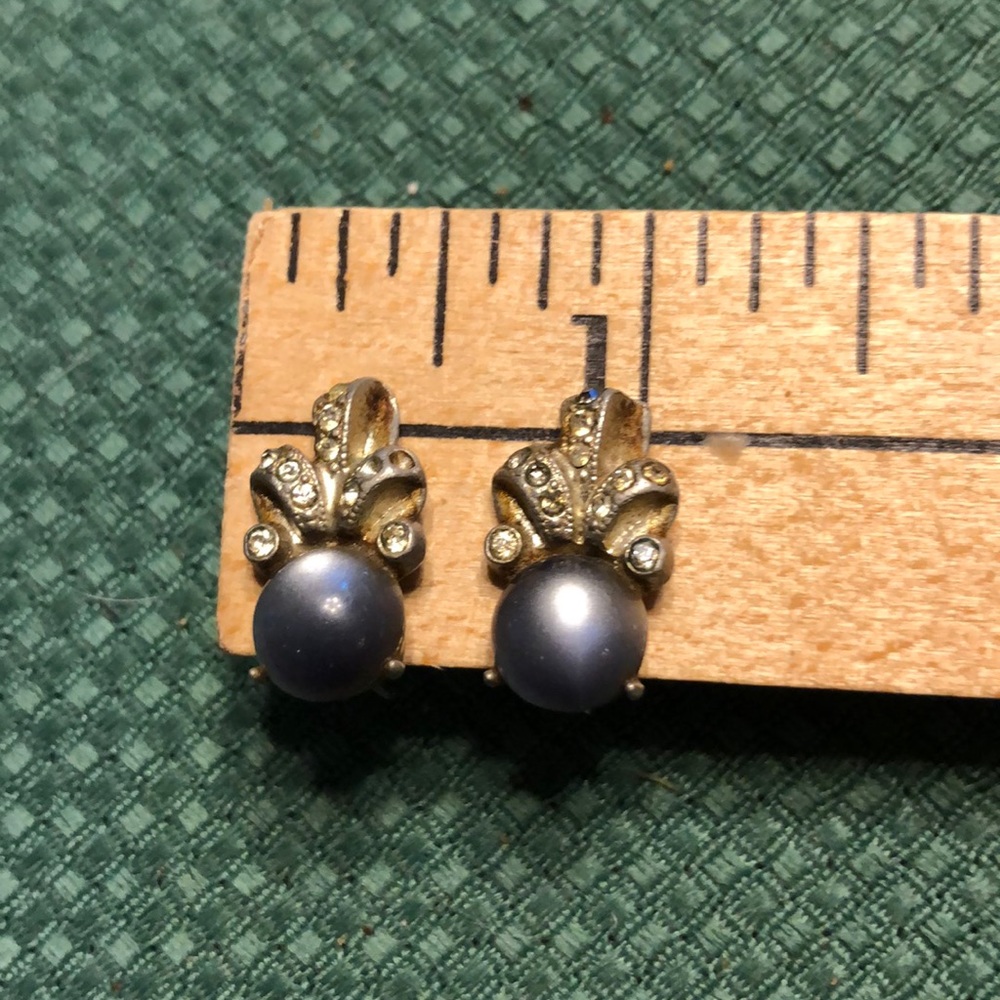 Vintage cat’s eye and rhinestone earrings